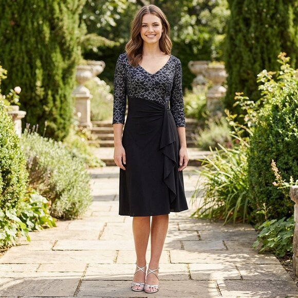 Fanny Fashion Dresses & Skirts - NWOT Fanny Fashion #1574 Short Jersey and Lace Formal Dress-Size L-BLACK